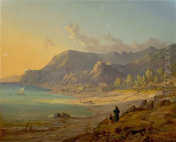 Landscape Near Amalfi Oil Painting by Carl Ludwig Friedrich Wagner