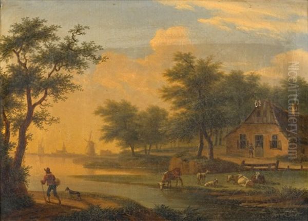 Paysage Au Moulin (+ Passage De La Riviere; 2 Works) by Carl Ludwig Friedrich Wagner