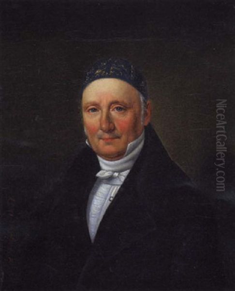 A Portrait Of A Gentleman With A Black Jacket Oil Painting by Carl Ludwig Friedrich Wagner