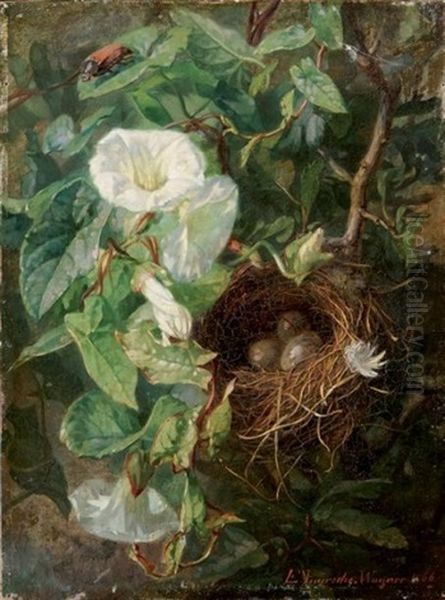 Nid D'oiseau Dans Des Liserons Oil Painting by Elise (Puyroche) Wagner