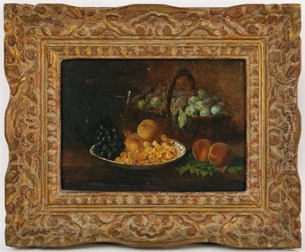 Nature Morte Au Panier De Raisins Oil Painting by Elise (Puyroche) Wagner