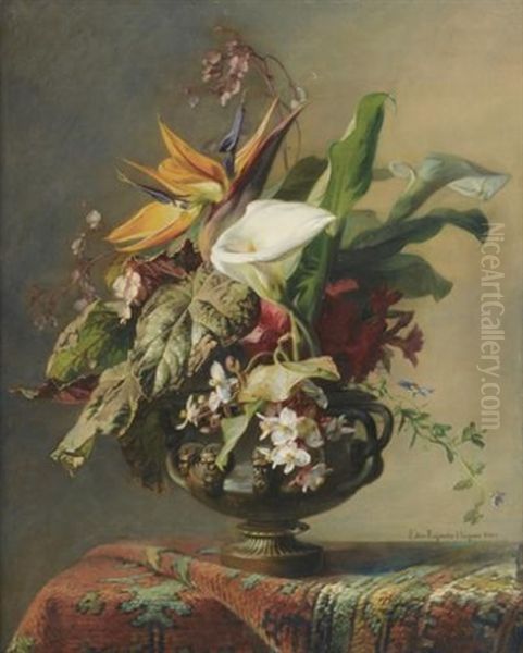 Vase De Fleurs Oil Painting by Elise (Puyroche) Wagner