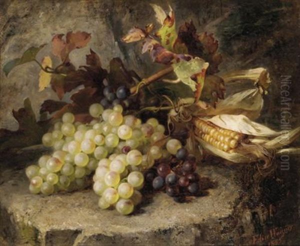 Still Life Of Grapes Oil Painting by Elise (Puyroche) Wagner