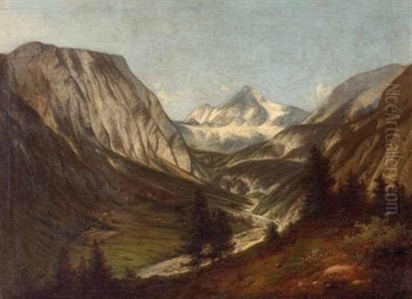 Gebirgstal Mit Gletscherblick Oil Painting by Franz Wagner