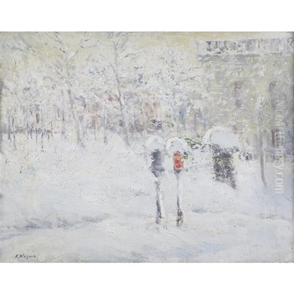 Winter In The Park Oil Painting by Frederick R. Wagner