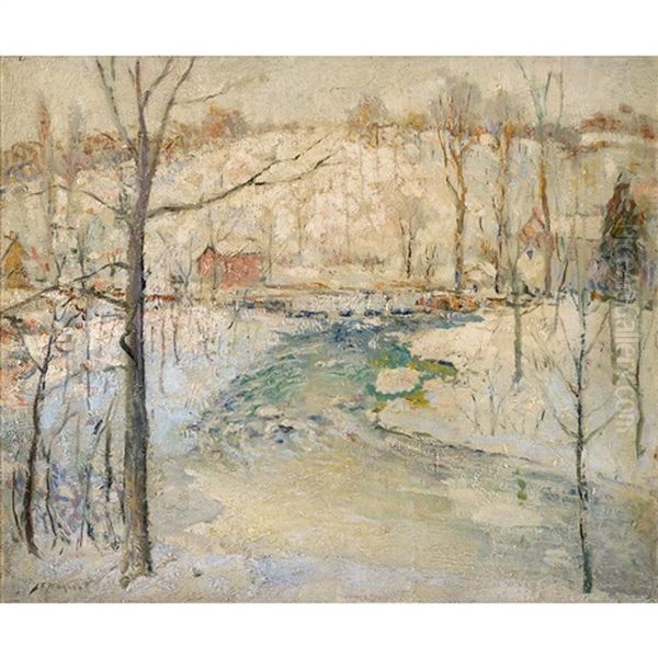 Trout Stream, Winter Oil Painting by Frederick R. Wagner