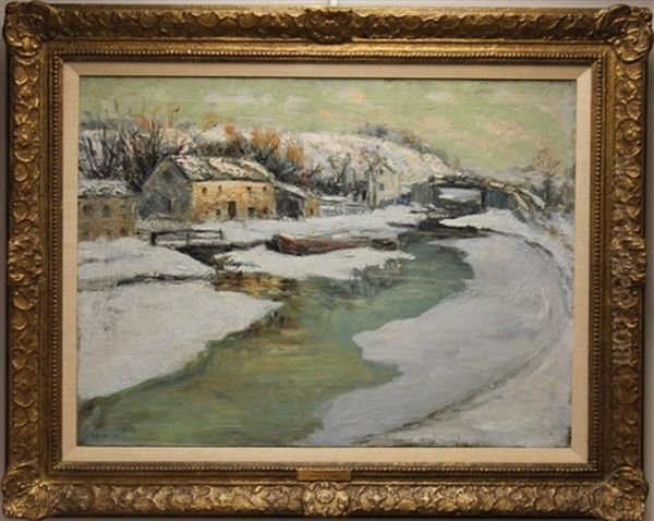 Winter On The River Oil Painting by Frederick R. Wagner