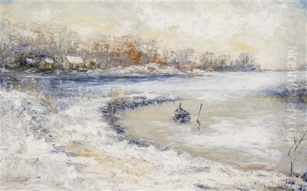 Winter Stream Oil Painting by Frederick R. Wagner