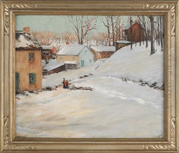 Winter Landscape Oil Painting by Frederick R. Wagner