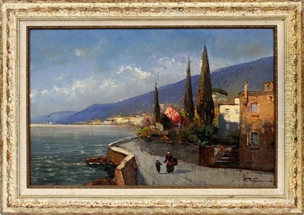 Italian Riviera Oil Painting by Hans Wagner