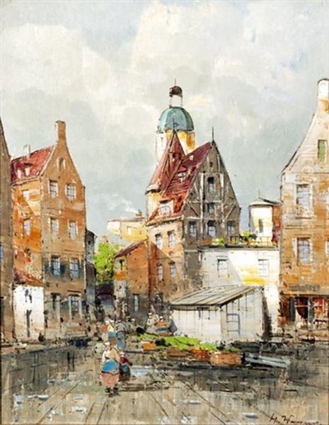 Holland Varos Oil Painting by Hans Johann Wagner