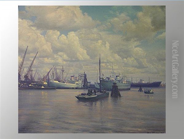 Hafen Von Rotterdam Oil Painting by Hans Johann Wagner