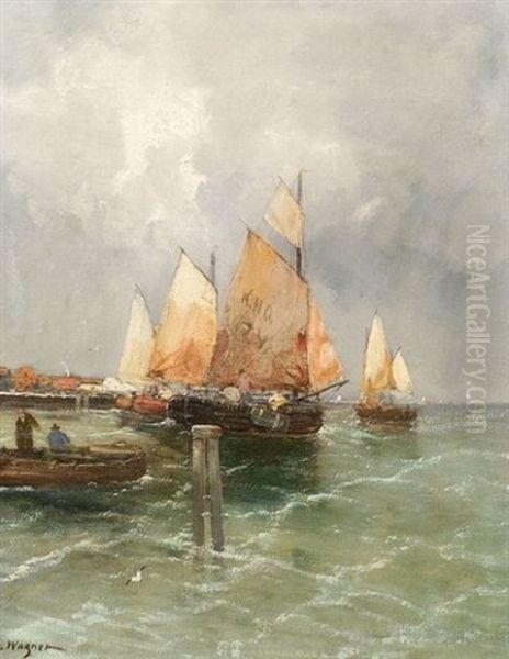 Sailboats Oil Painting by Jacob Wagner