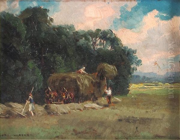 Heuernte Oil Painting by Karl Wagner