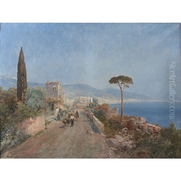 Vue De La Riviera Oil Painting by Karl Theodor Wagner