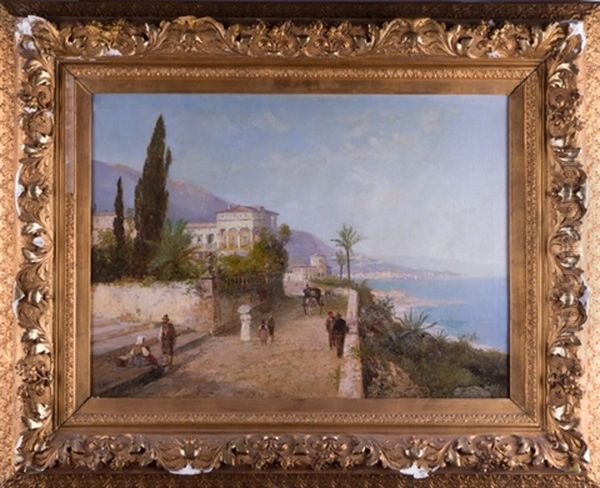 Mediterrane Landschaft Bei Lugano Oil Painting by Karl Theodor Wagner