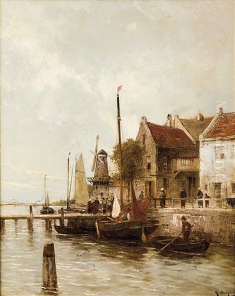 Hafen Von Amsterdam Mit Reicher Figurenstaffage Oil Painting by Karl Theodor Wagner