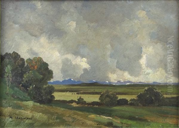 Blick Von Der Hohe In Weite Landschaft Oil Painting by Karl Theodor Wagner