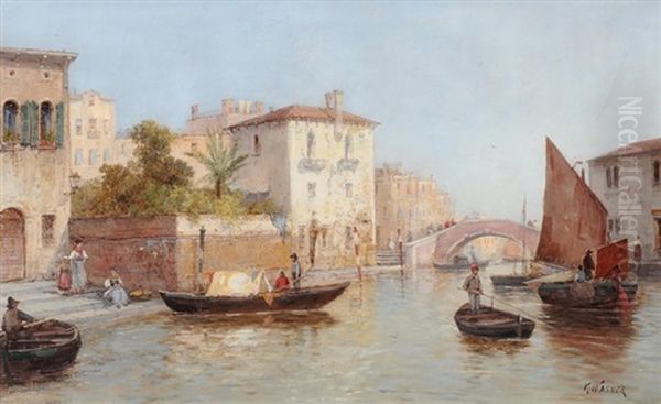 Kanal In Venedig Oil Painting by Karl Theodor Wagner