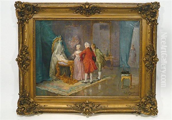 Naissance Sous Louis Xv Oil Painting by L.G. Wagner