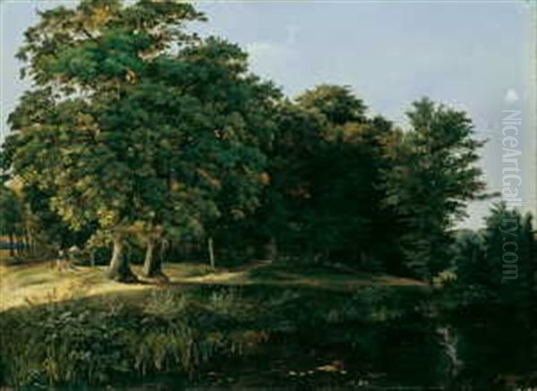 Am Alten Sandhof - Weg Nach Niederrad. Landschaft Aus Der Umgebung Von Frankfurt/main Oil Painting by Ludwig Christian Wagner