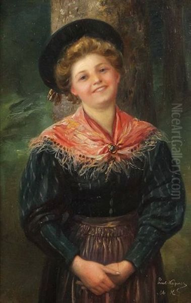 Junges Madchen In Tracht Oil Painting by Paul Hermann Wagner