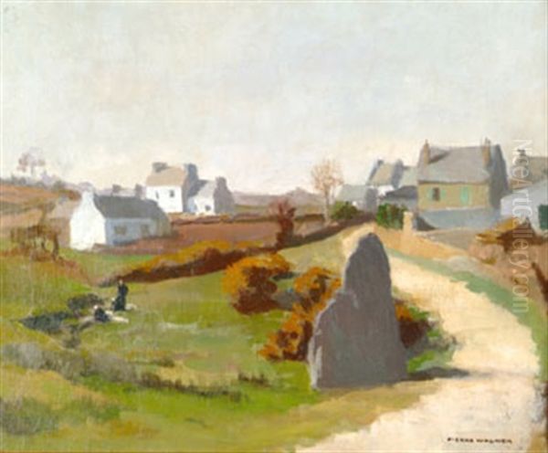 Le Menhir De Treboul Douarnenez Oil Painting by Pierre Wagner