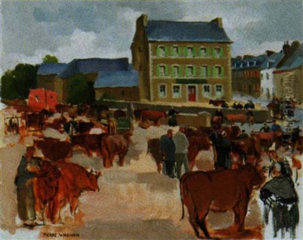 Marche Aux Bestiaux En Bretagne Oil Painting by Pierre Wagner