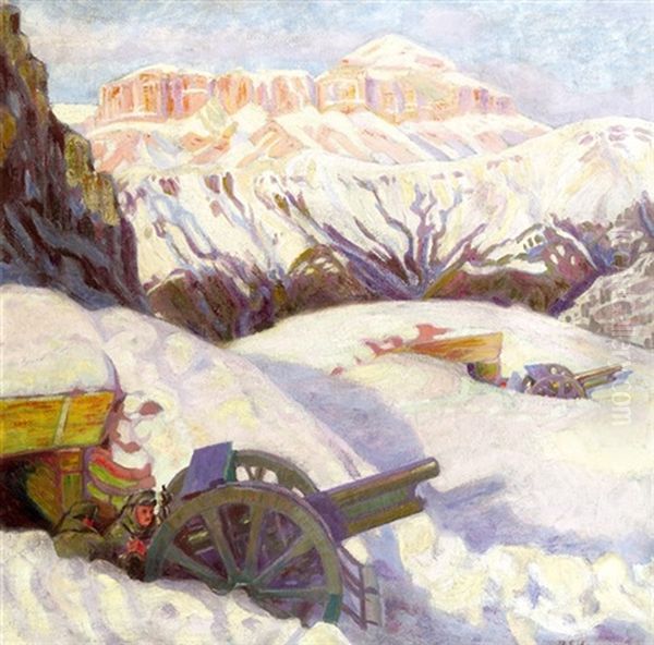 Artillerie In Den Dolomiten Oil Painting by Richard Carl Wagner