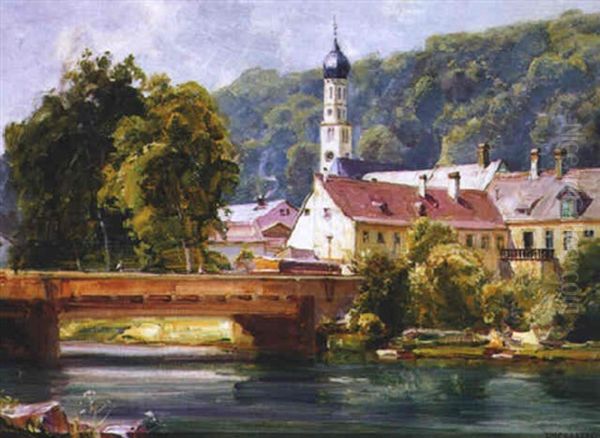 Markt Wolfratshausen Oil Painting by Richard Carl Wagner