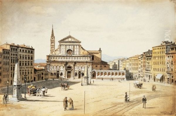 Firenze (piazza Santa Maria Novella) Oil Painting by Sandor Wagner