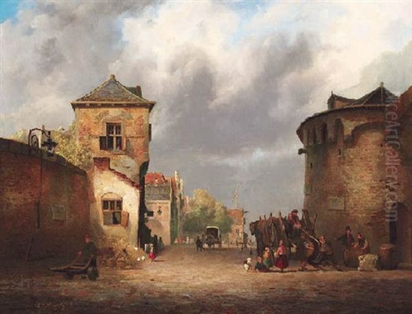 Wehrturm In Einer Hollandischen Kleinstadt Oil Painting by Wilhelm Georg Wagner