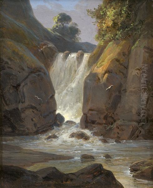 Der Wasserfall Von Geroldsau Bei Baden-baden Oil Painting by Otto Wagner