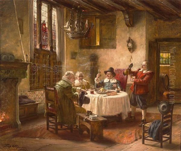 Ratsherrenrunde In Altdeutschem Interieur Oil Painting by Fritz Wagner