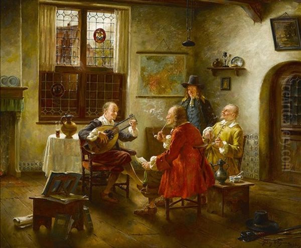 The Music Lesson Oil Painting by Fritz Wagner