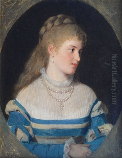 Portrait Of A Young Lady Oil Painting by Karl Wagner