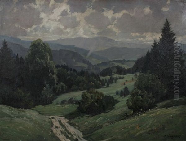 Schwarzwaldlandschaft Oil Painting by Karl Wagner