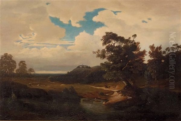 Landschaft Mit Kloster Und Reiter Oil Painting by Johann Wagner-Deines