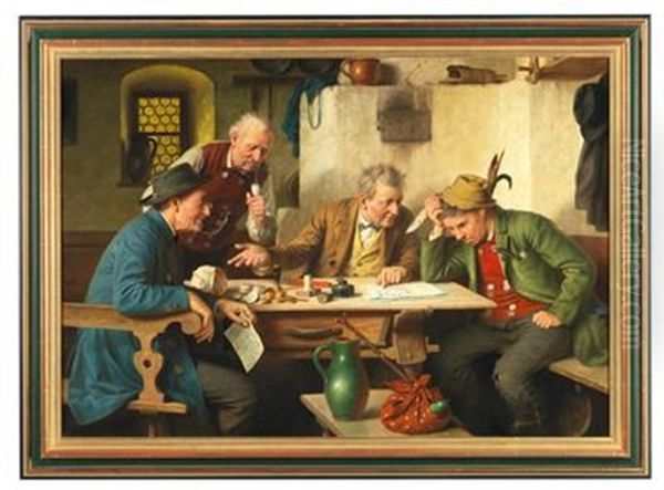 The Contract Oil Painting by Josef Wagner-Hohenberg