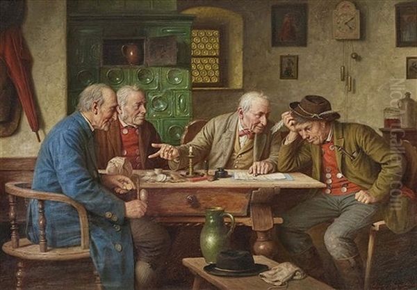 A Difficult Trade Oil Painting by Josef Wagner-Hohenberg