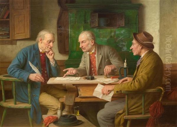 The Deed Of Sale Oil Painting by Josef Wagner-Hohenberg