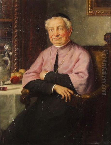 Kardinal In Der Stube Oil Painting by Josef Wagner-Hohenberg