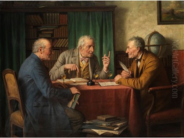 Das Gelehrtengesprach Oil Painting by Josef Wagner-Hohenberg