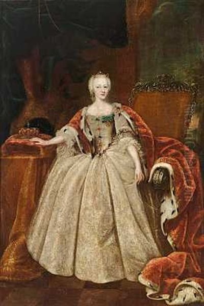 Prinsesse Louise, Christian Vis Datter Gift 1749 Med Hertug Ernst Friedrich Lll. Karl Af Sachsen-hildburghausen Oil Painting by Johann Salomon Wahl