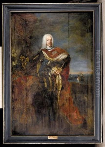 Portrait Of King Christian Vi Of Denmark Oil Painting by Johann Salomon Wahl