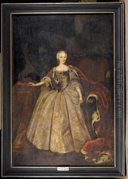 Portrait Of Duchess Louise Of Saxe-hildburghausen, Daughter Of King Christian Vi Of Denmark Oil Painting by Johann Salomon Wahl