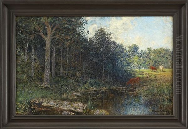 Landskap Med Kor Oil Painting by Alfred Wahlberg