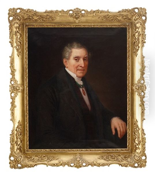 Portratt Av Silversmeden Erik Adolf Zethelius Stockholm (1781-1864) Oil Painting by Erik Wahlbergson