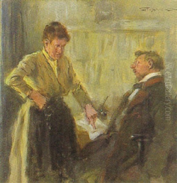 Die Gestrenge Hausfrau Oil Painting by Friedrich Wahle