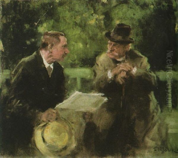 Konversation Oil Painting by Friedrich Wahle